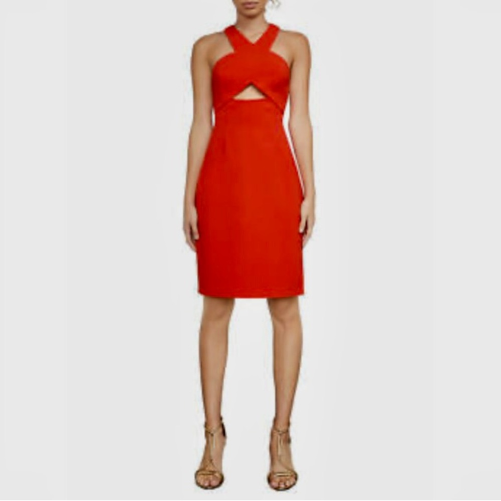 BCBGMaxAzria Carly red halter dress